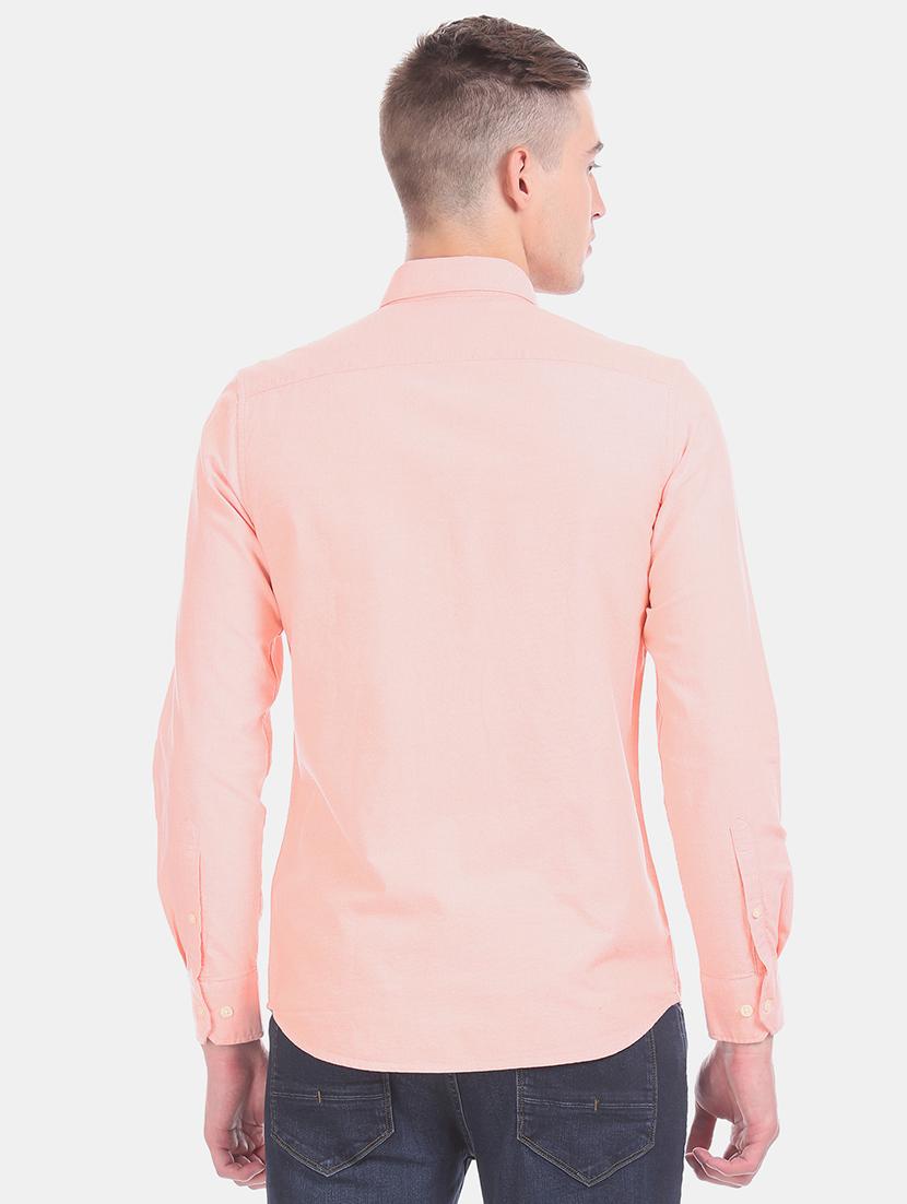 peach solid casual shirt - 17616771 - Zoom Image - 2