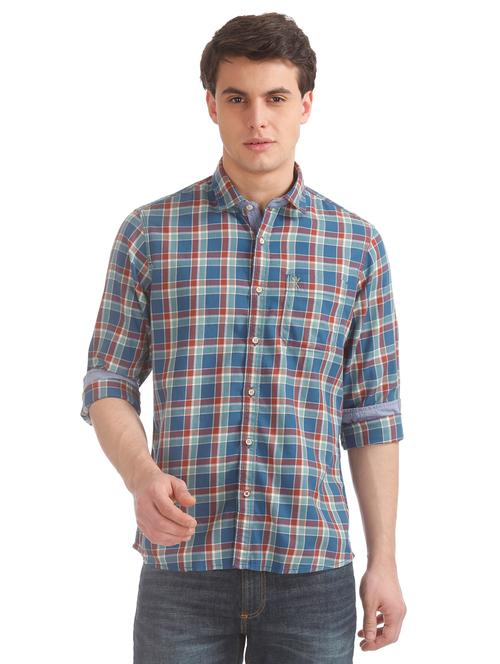 blue checkered casual shirt - 17616776 - Very Small Image - 1