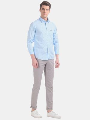 light blue printed casual shirt - 17616796 - Standard Image - 4