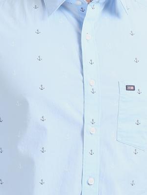 light blue printed casual shirt - 17616796 - Standard Image - 5