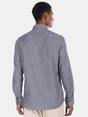 blue solid casual shirt - 17616803 - Standard Image - 3