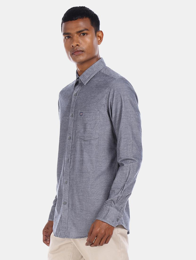 blue solid casual shirt - 17616803 - Zoom Image - 2