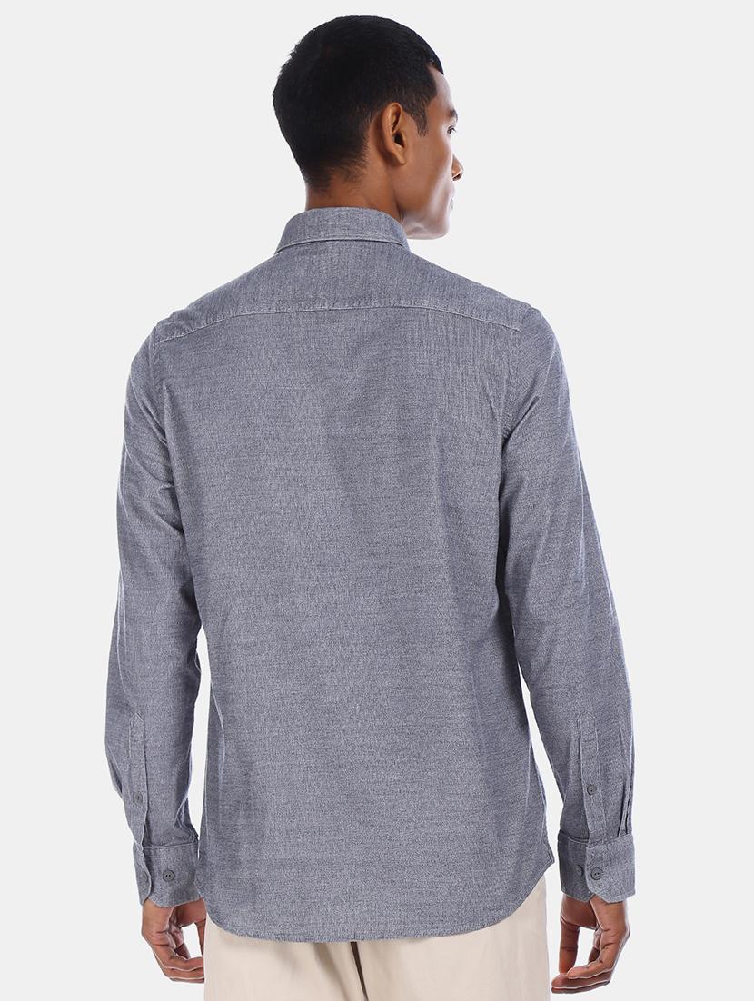 blue solid casual shirt - 17616803 - Zoom Image - 3