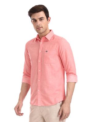 peach solid casual shirt - 17616809 - Standard Image - 2
