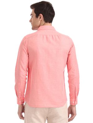 peach solid casual shirt - 17616809 - Standard Image - 3