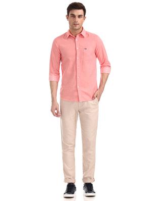peach solid casual shirt - 17616809 - Standard Image - 4
