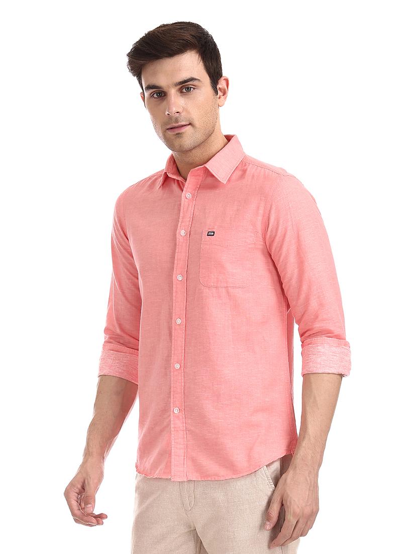 peach solid casual shirt - 17616809 - Zoom Image - 2