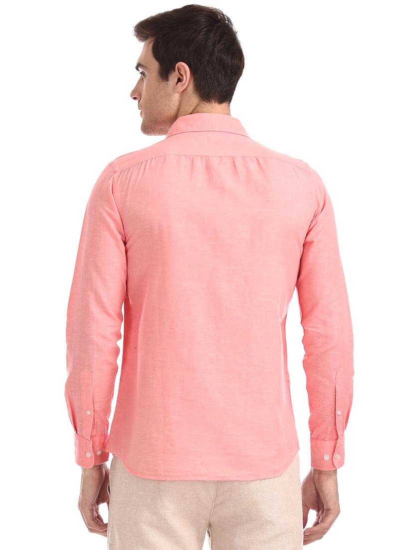 peach solid casual shirt - 17616809 - Zoom Image - 3