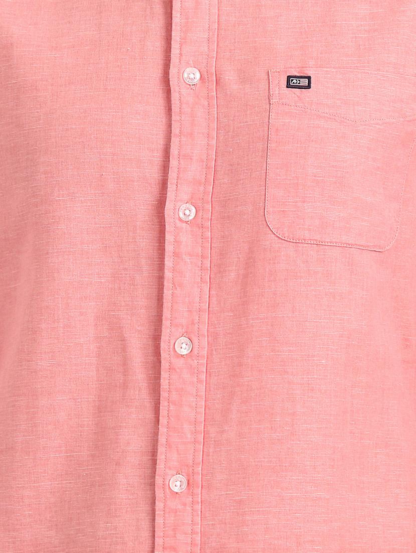 peach solid casual shirt - 17616809 - Zoom Image - 5