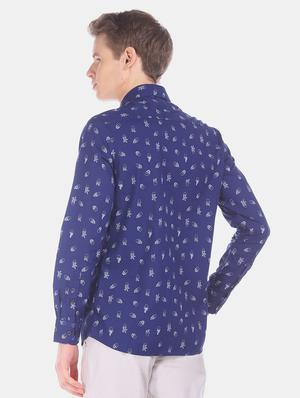 blue printed casual shirt - 17616813 - Standard Image - 3