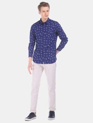 blue printed casual shirt - 17616813 - Standard Image - 4