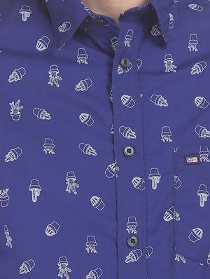 blue printed casual shirt - 17616813 - Standard Image - 5