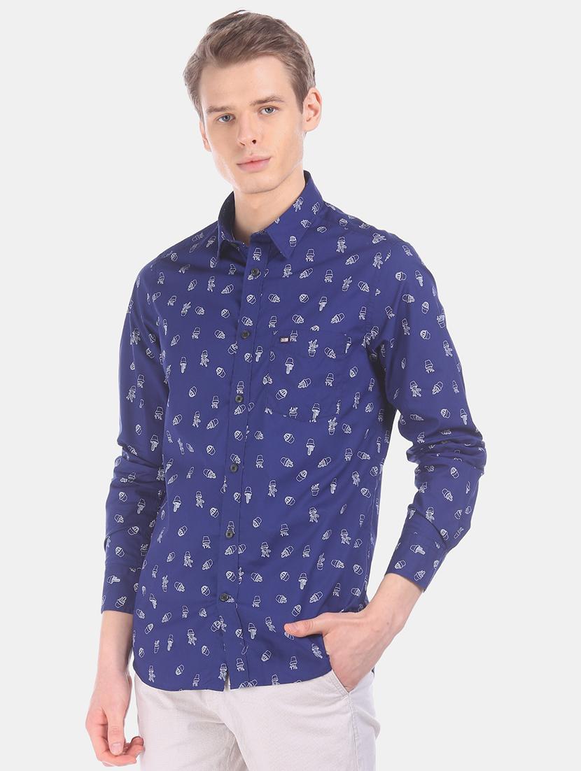blue printed casual shirt - 17616813 - Zoom Image - 1