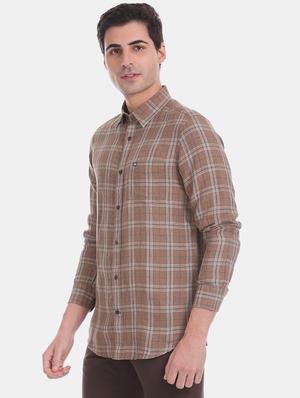 brown checkered casual shirt - 17616814 - Standard Image - 2