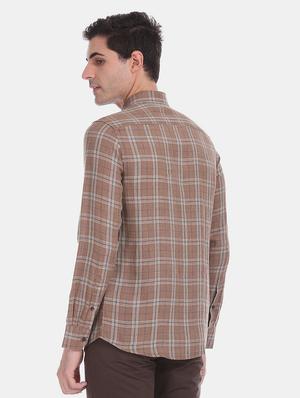 brown checkered casual shirt - 17616814 - Standard Image - 3
