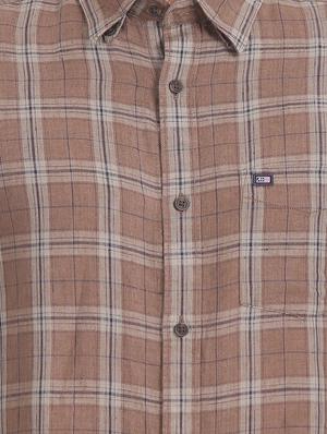 brown checkered casual shirt - 17616814 - Standard Image - 5