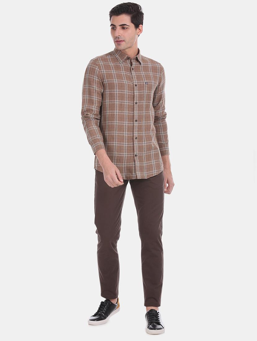 brown checkered casual shirt - 17616814 - Zoom Image - 4