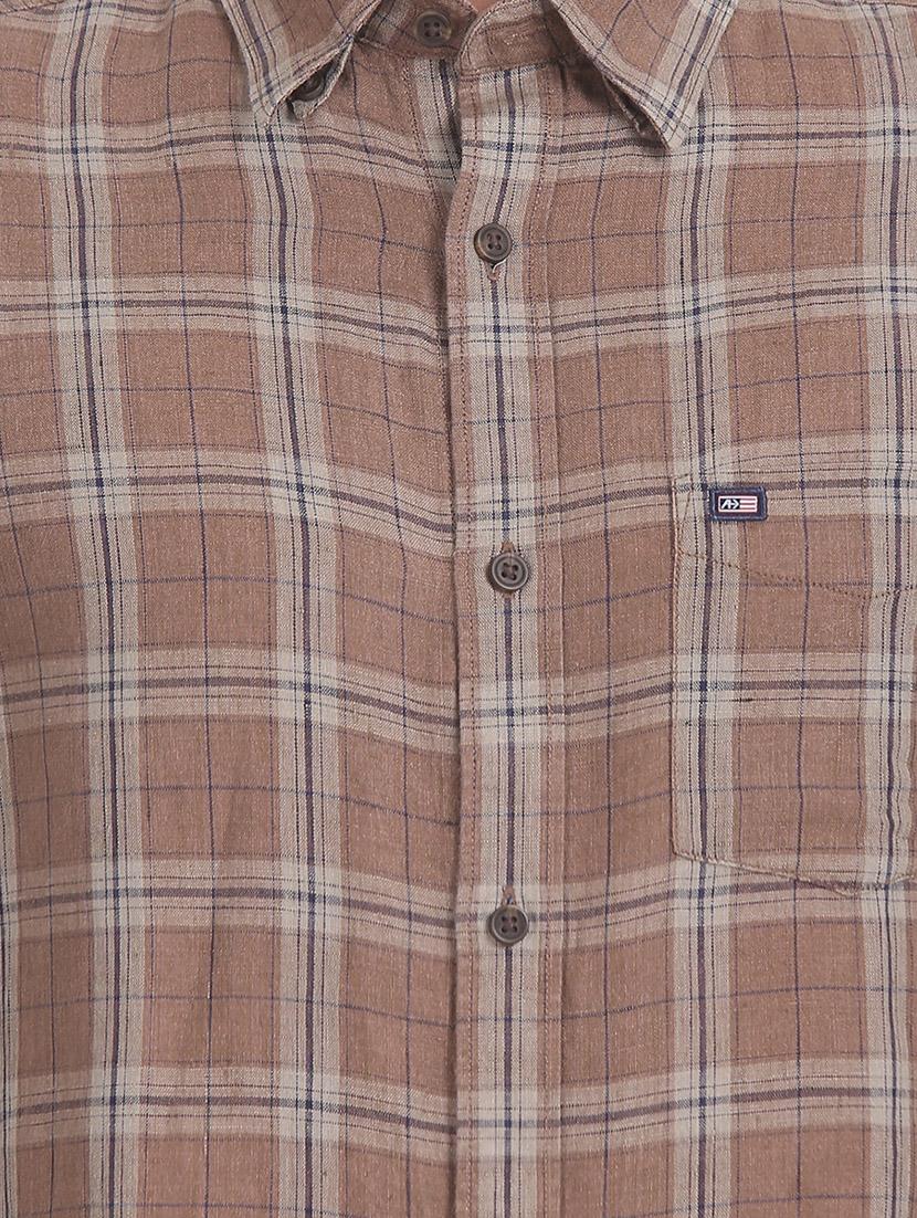 brown checkered casual shirt - 17616814 - Zoom Image - 5