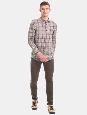 beige checkered casual shirt - 17616819 - Standard Image - 4