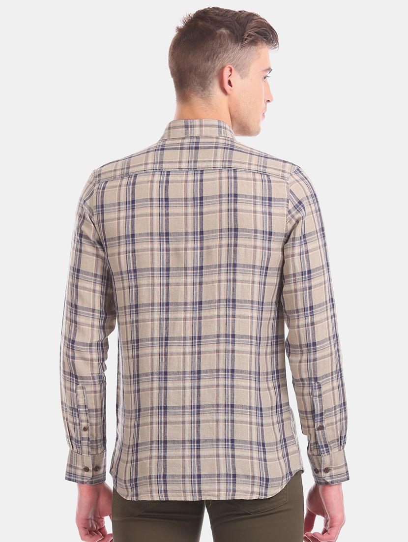 beige checkered casual shirt - 17616819 - Zoom Image - 3
