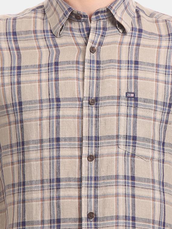 beige checkered casual shirt - 17616819 - Zoom Image - 5
