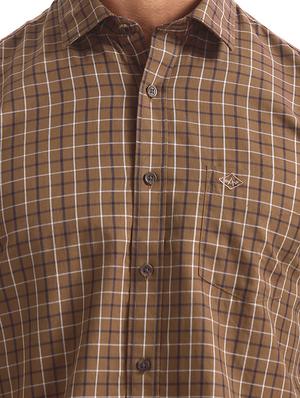 brown checkered casual shirt - 17616831 - Standard Image - 5