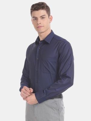 navy blue self design formal shirt - 17616836 - Standard Image - 2