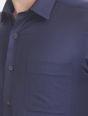 navy blue self design formal shirt - 17616836 - Standard Image - 5