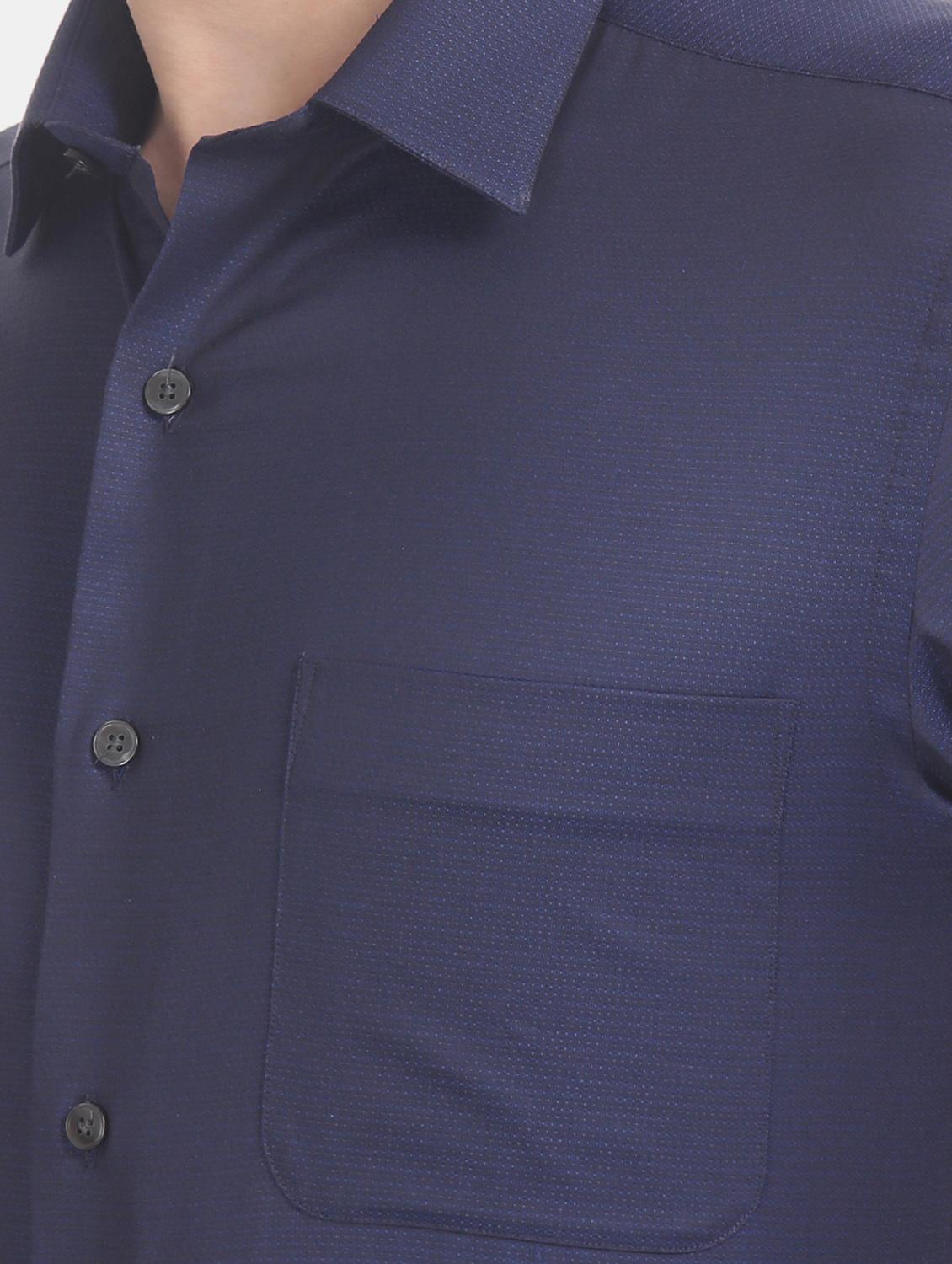 navy blue self design formal shirt - 17616836 - Zoom Image - 5