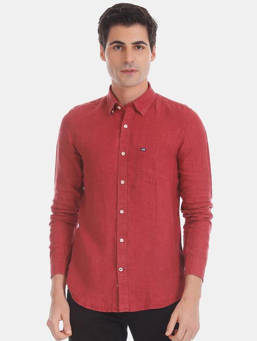 red solid casual shirt - 17616846 - Standard Image - 1