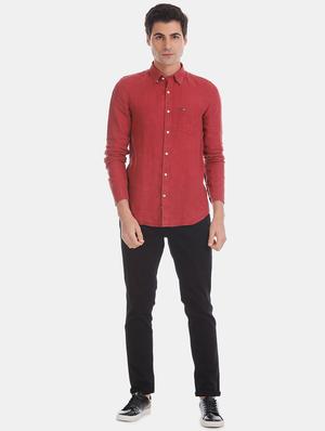 red solid casual shirt - 17616846 - Standard Image - 4
