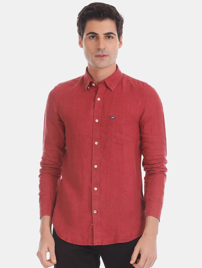 red solid casual shirt - 17616846 - Zoom Image - 1