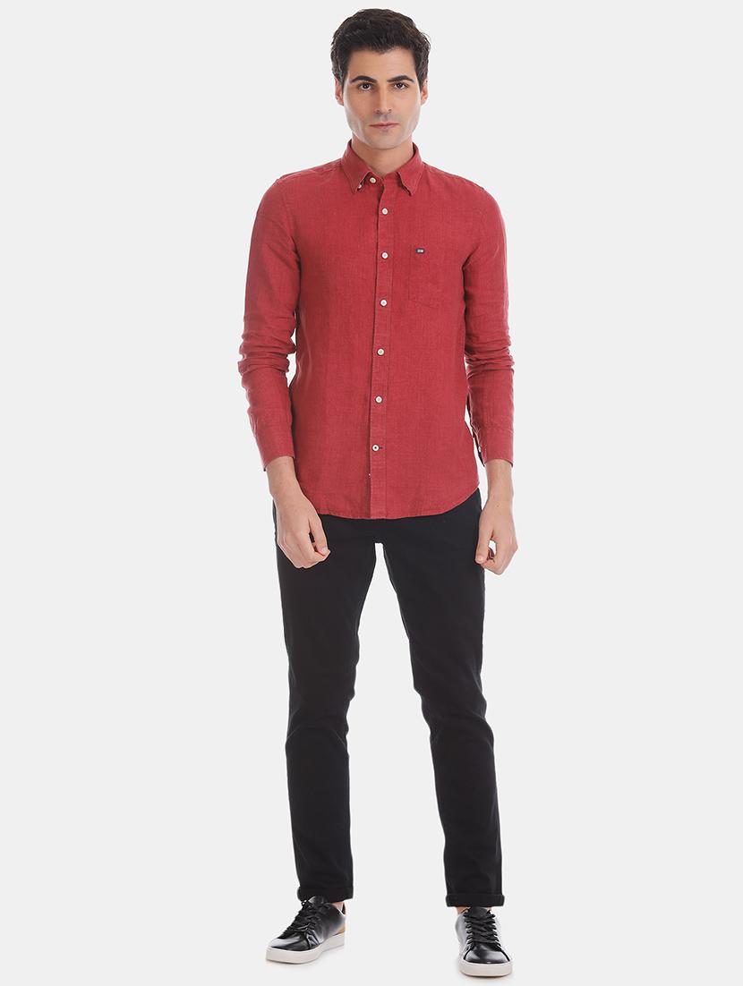 red solid casual shirt - 17616846 - Zoom Image - 4
