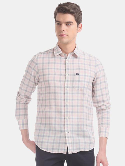 pink checkered casual shirt - 17616850 - Standard Image - 1