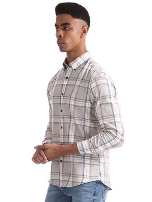 grey checkered casual shirt - 17616859 - Standard Image - 2