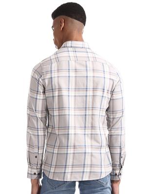 grey checkered casual shirt - 17616859 - Standard Image - 3