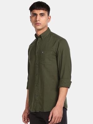 green solid casual shirt - 17616869 - Standard Image - 2