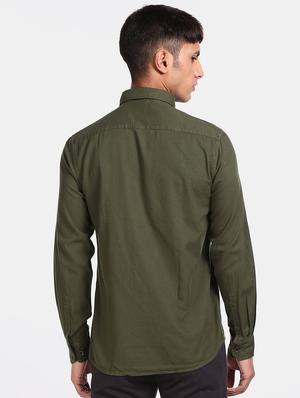 green solid casual shirt - 17616869 - Standard Image - 3