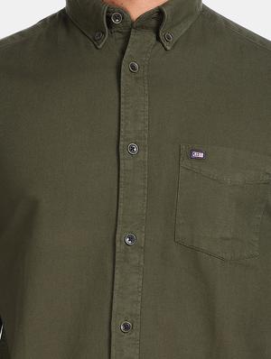 green solid casual shirt - 17616869 - Standard Image - 5