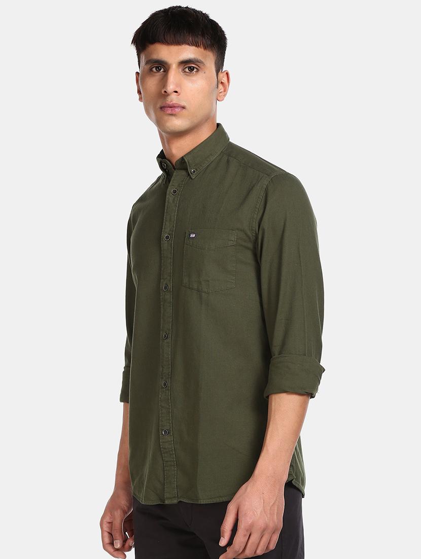 green solid casual shirt - 17616869 - Zoom Image - 2