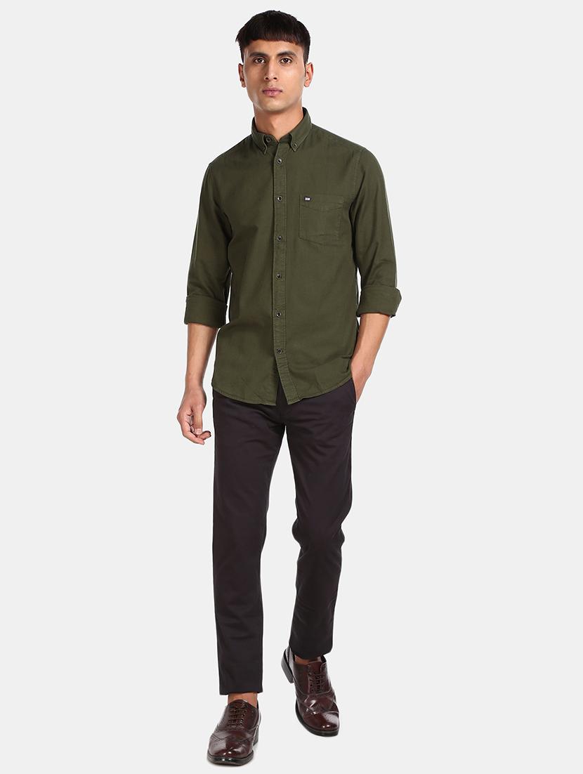 green solid casual shirt - 17616869 - Zoom Image - 4