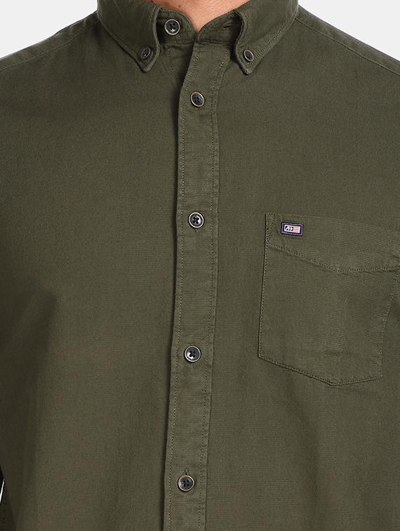 green solid casual shirt - 17616869 - Zoom Image - 5