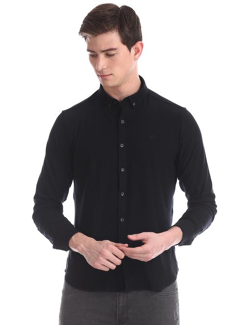 black solid casual shirt - 17616883 - Very Small Image - 1