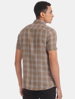 brown checkered casual shirt - 17616886 - Standard Image - 3