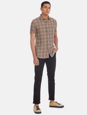 brown checkered casual shirt - 17616886 - Standard Image - 4