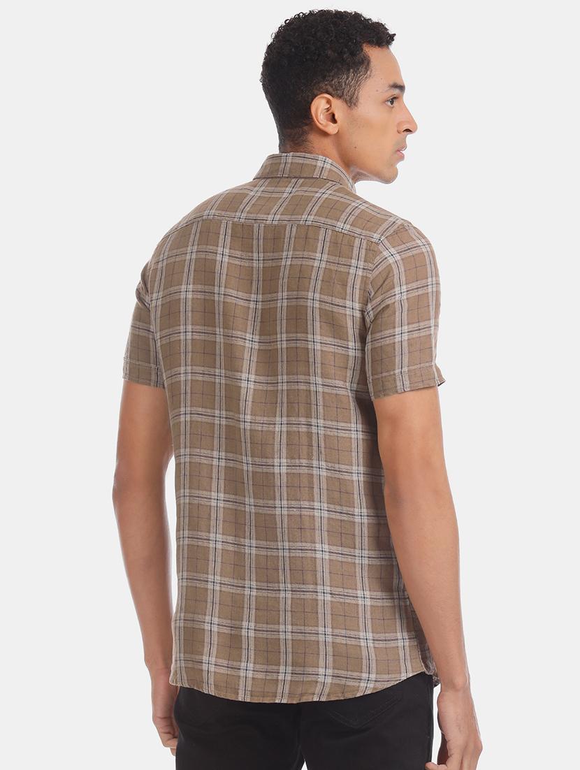 brown checkered casual shirt - 17616886 - Zoom Image - 3