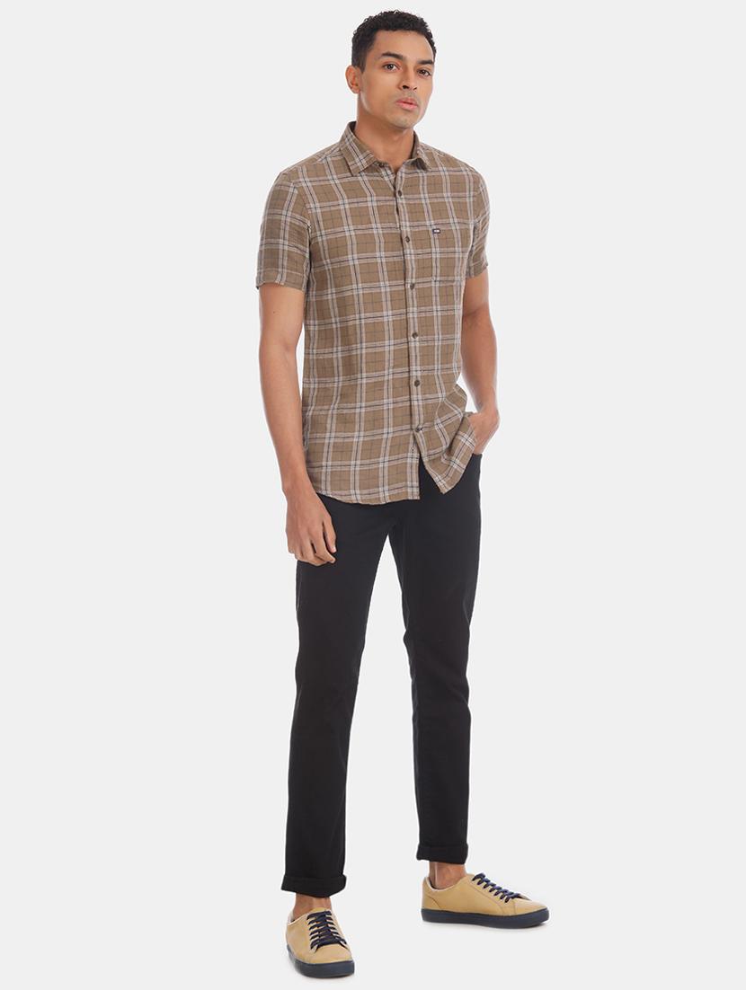 brown checkered casual shirt - 17616886 - Zoom Image - 4