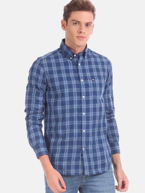 blue checkered casual shirt - 17616889 - Standard Image - 1