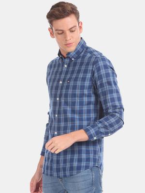 blue checkered casual shirt - 17616889 - Standard Image - 2