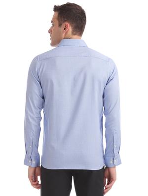 blue self design formal shirt - 17616890 - Standard Image - 3